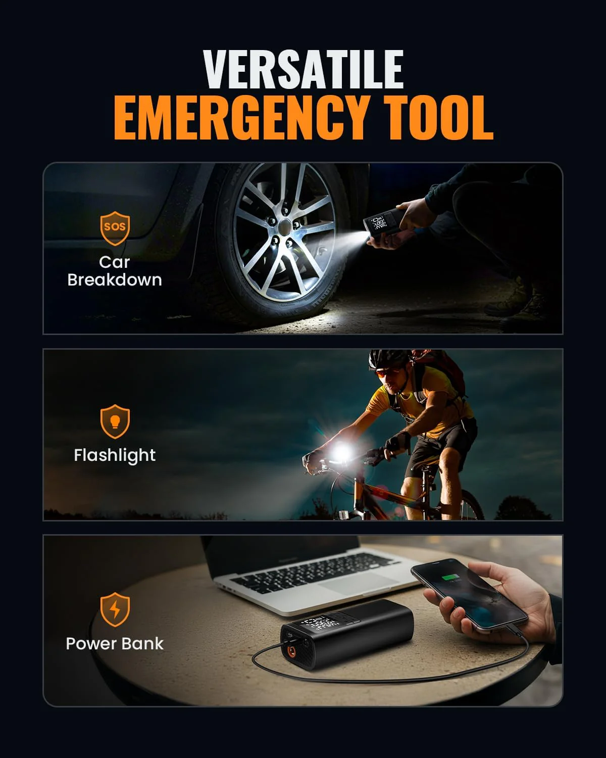 PLM Tire Inflator Portable Air Pump - 150PSI & 10000mAh - Image 5